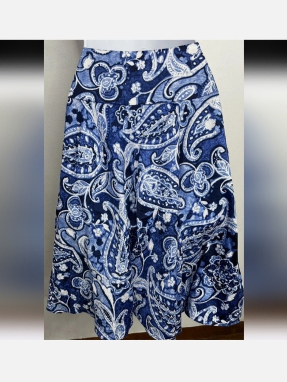 Ralph Lauren Blue & White Paisley Circle Skirt